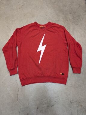 Aviator Nation Red Crewneck Sweatshirt Lightning Bolt Atuld XL California
